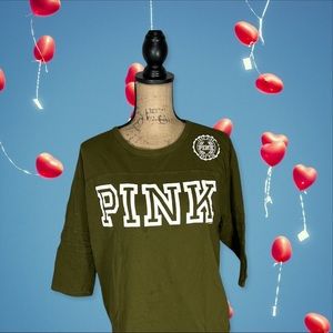 PINK Olive Green Tee in Size Medium